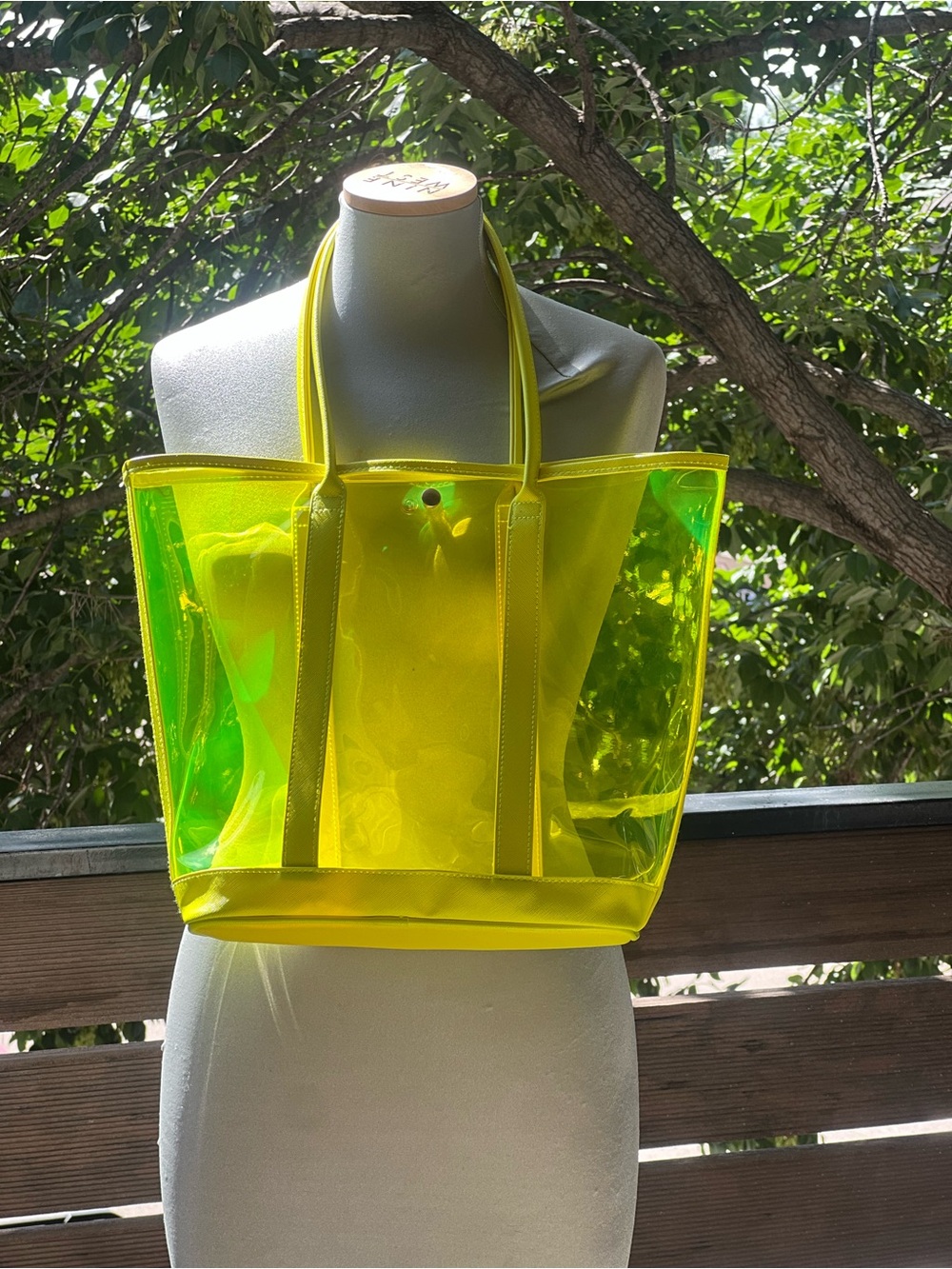 Yellow Transparent Tote Bag - Clear PVC Beach Tote - Picture 1 of 6